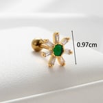 Green / 1 Piece Simple Series  Flower Titanium Steel Gold Color Zircon Women's Stud Earrings Picture3